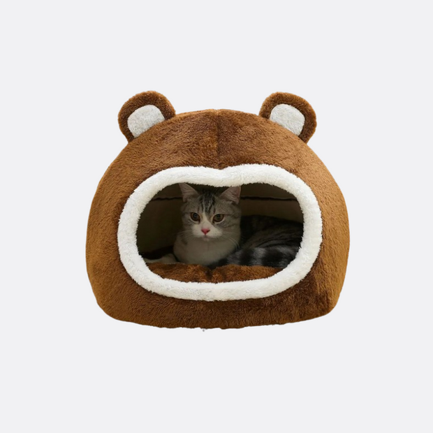 Panier Maison pour Chat , Ultra-Doux et Cosy avec Oreilles d'Ours