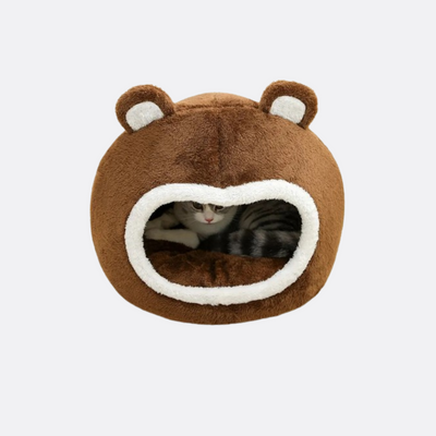 Panier Maison pour Chat , Ultra-Doux et Cosy avec Oreilles d'Ours