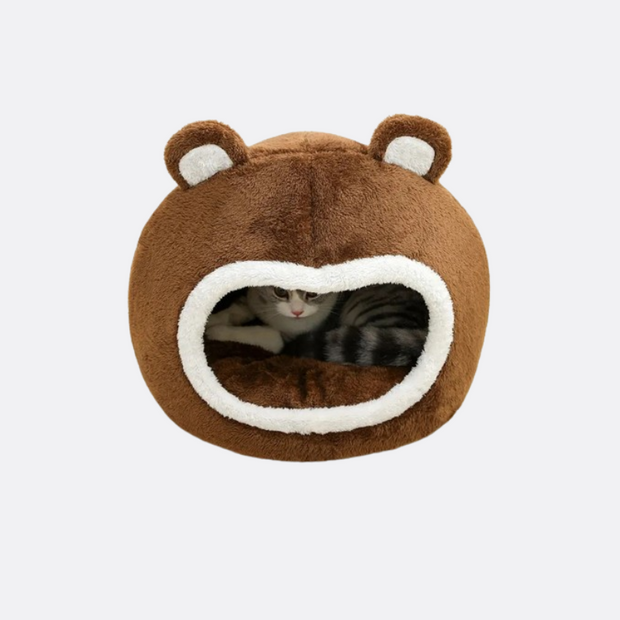 Panier Maison pour Chat , Ultra-Doux et Cosy avec Oreilles d'Ours