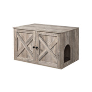 Meuble Cache-Litière pour Chat, Style Industriel, Marron Rustique et Noir