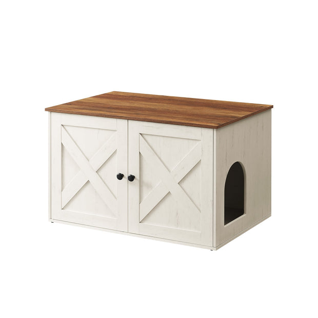 Meuble Cache-Litière pour Chat, Style Industriel, Marron Rustique et Noir